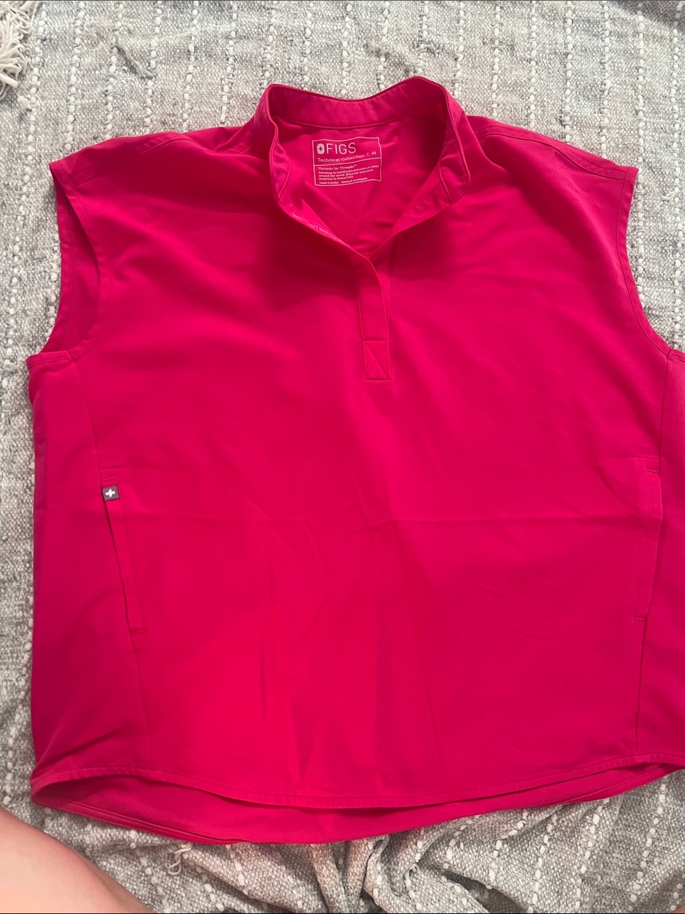 FIGS Sleeveless Scrub Top in Bright Pink